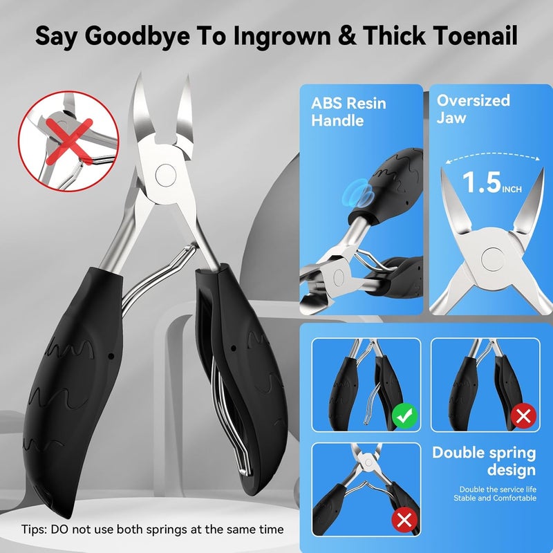 INXENG Toenail Clippers for Seniors Thick Toenails, Sharp Toe Nail Clippers Set for Men Women, Heavy Duty Fingernail Clipper Pedicure Tools for Feet, Professional Manicure and Pedicure Kit with Nail Scissors - Image 4